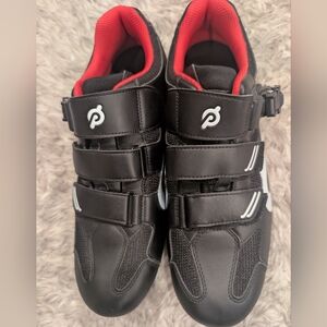 Peloton Cycling Shoes EU 44 US 10.5 Black Red Delta Cleats Included